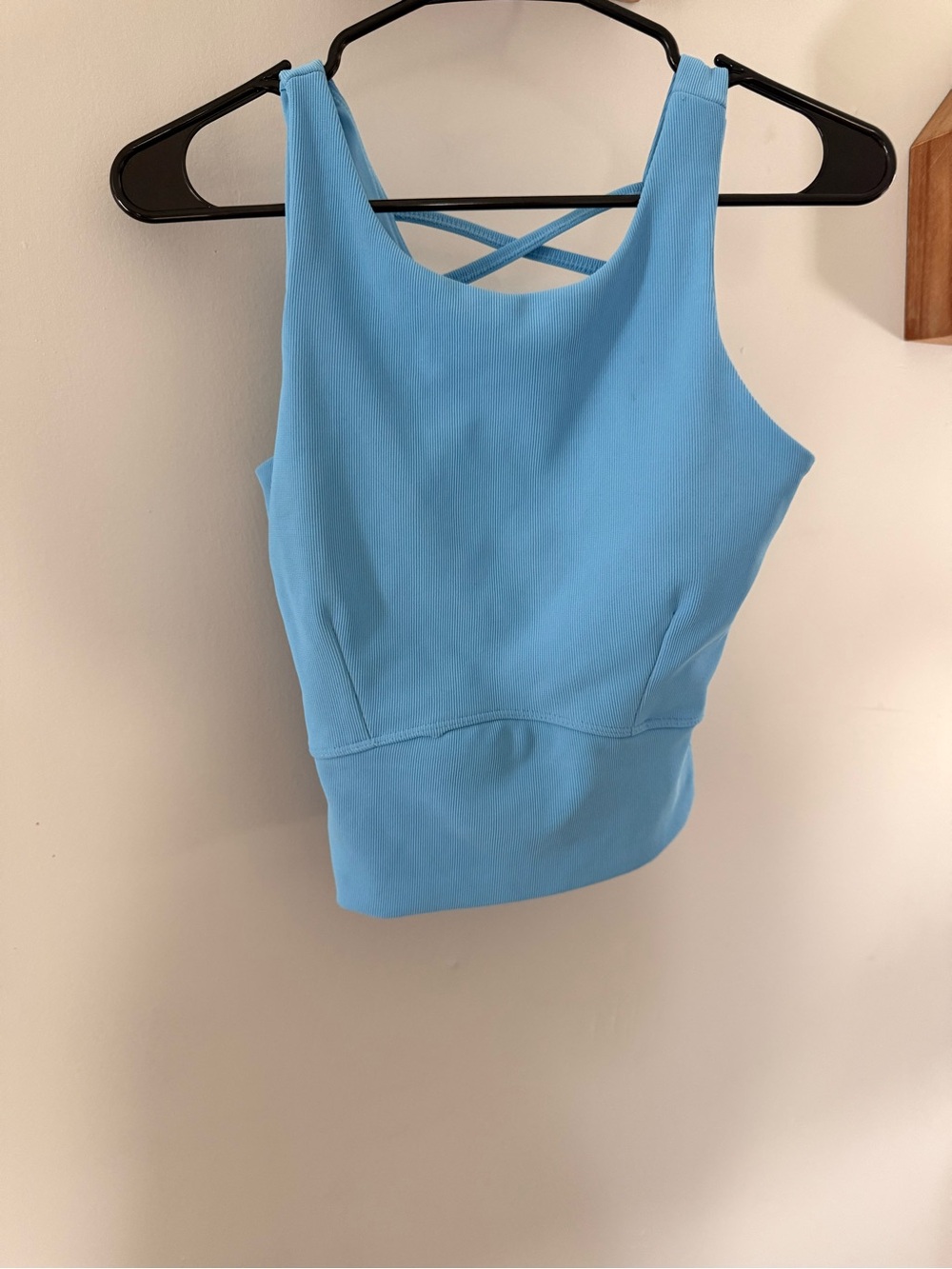 Sky Blue Women’s Cropped Tank with Crossback Straps